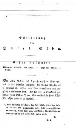 Erster Abschnitt - Allgemeine Uebersicht der Insel. - Lage und Größe. - Name.
