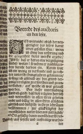 Vorrede des auctoris an den leser.