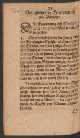 22. Von zweyerley Erneuerung des Menschen.
