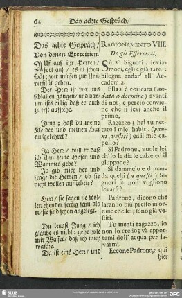 Das achte Gespräch, Von denen Exercitien