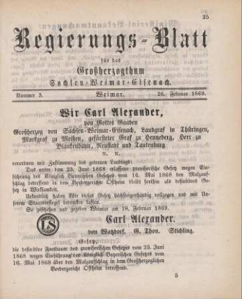 Nr. 3 : 26. Februar 1869