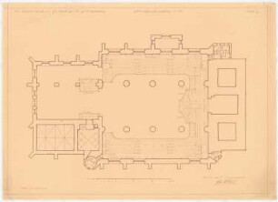 Stadtkirche (Marienkirche), Wittenberg Denkmalpflege - Bauaufnahme: Wiederherstellung des Äußeren und Umgestaltung des Inneren: Grundriss Empore 1:100, Maßstabsleiste