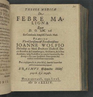 Theses Medicæ De Febre Maligna
