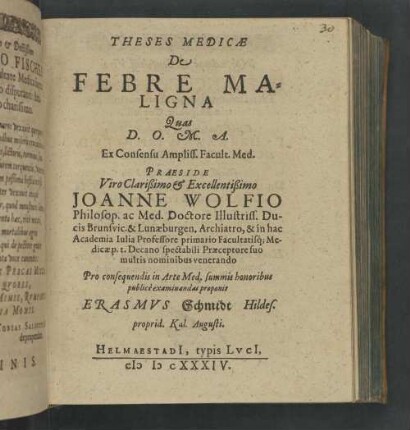 Theses Medicæ De Febre Maligna