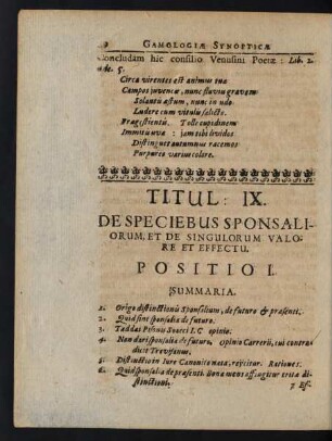 Titul. IX. De Speciebus Sponsaliorum, Et De Singulorum Valore Et Effectu