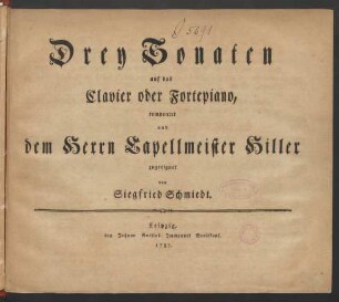 Drey Sonaten auf das Clavier oder Fortepiano