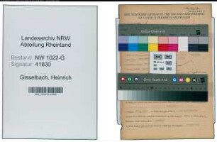 Entnazifizierung Heinrich Gisselbach , geb. 19.06.1897 (Inspektor)