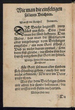 Wie man die einfeltigen sol leren Beichten.