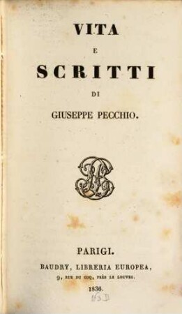 Vita e scritti di Giuseppe Pecchio