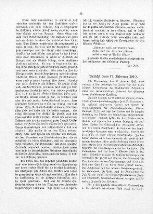 Bericht vom 17. Februar 1910
