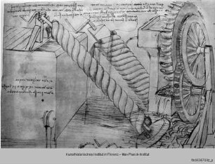 Disegni di macchine et delle arti segrete e altre cose di Leonardo da Vinci raccolti da Pompeo Leoni (Codex atlanticus) : Wasserräder und Wasserwinde
