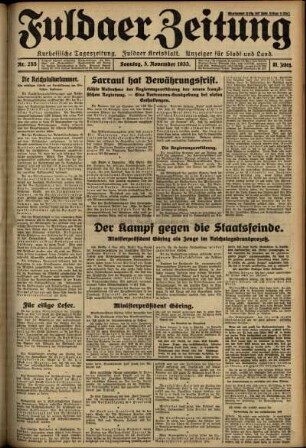 Erste Ausgabe vom Sonntag, den 05. November 1933.