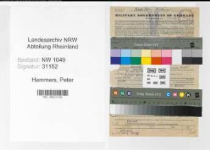 Entnazifizierung Peter Hammers , geb. 17.05.1900 (Musiker)