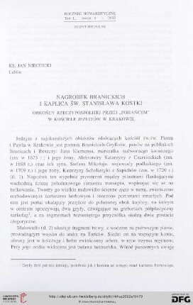 50: Nagrobek Branickich i kaplica św. Stanisława Kostki : obrońcy Rzeczypospolitej przed "Pohańcem" w kościele jezuitów w Krakowie