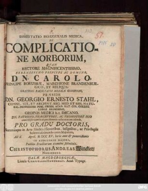 Dissertatio Inauguralis Medica, De Complicatione Morborum