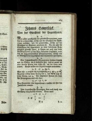 Zehntes Hauptstück. Von der Gleichheit der Logarithmen.