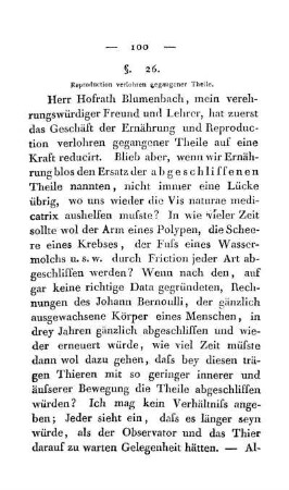 §. 26. Reproduction verlohren gegangener Theile