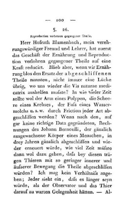 §. 26. Reproduction verlohren gegangener Theile