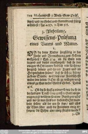 3. Abtheilung. Gewissens-Prüfung eines Vaters und Mutter.