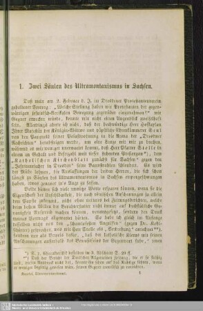 1. Zwei Säulen des Ultramontanismus in Sachsen