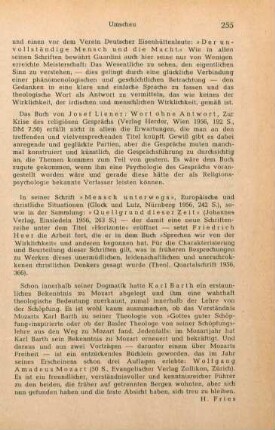 255 [Rezension] Liener, Josef, Wort ohne Antwort
