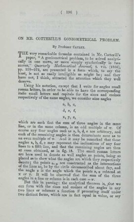 On Mr. Cotterill's goniometrical problem.
