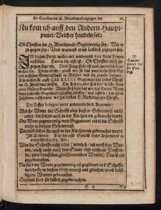 Nu kom ich auff den Andern Hauptpunct/ Welcher handeln sol: Ob Christus im H. Abendtmale Gegenwertig sey ...