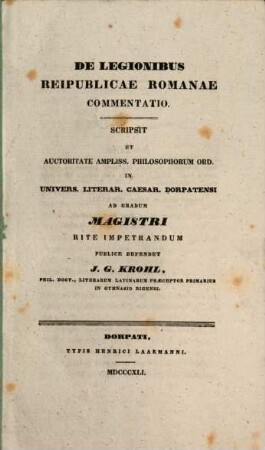 De legionibus reipublicae Romanae