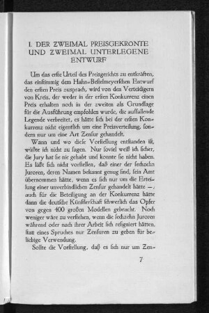 I. Der zweimal preisgekrönte und zweimal unterlegene Entwurf