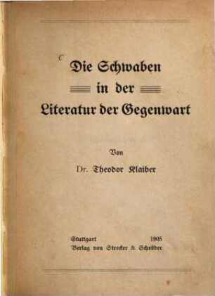 Die Schwaben in der Literatur der Gegenwart