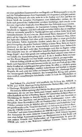 Schmid, Josef :: Ein "Geschenk" wird zerpflückt, zur Teilung des NWDR in WDR und NDR, (Hamburger Wirtschafts-Chronik, Beiheft, 3) : Hamburg, Verl. Hanseatischer Merkur, 2002