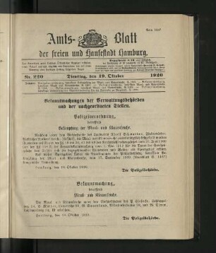 No. 220, 19. Oktober 1920