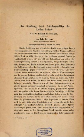 Über Schichtung durch Entladungsschläge der Leidner Batterie : vorgelegt in der Sitzung vom 24. Juli 1862