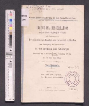 Ueber Kernveränderung in den Secretionszellen : (aus dem physiologischen Institut zu Breslau)
