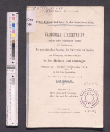 Ueber Kernveränderung in den Secretionszellen : (aus dem physiologischen Institut zu Breslau)