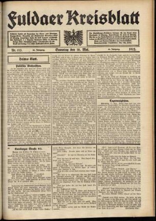 Dritte Ausgabe vom Samstag, den 18. Mai 1912.