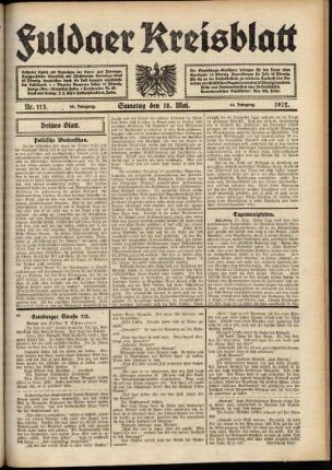 Dritte Ausgabe vom Samstag, den 18. Mai 1912.