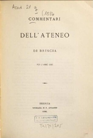 Commentari dell'Ateneo di Brescia, 1886