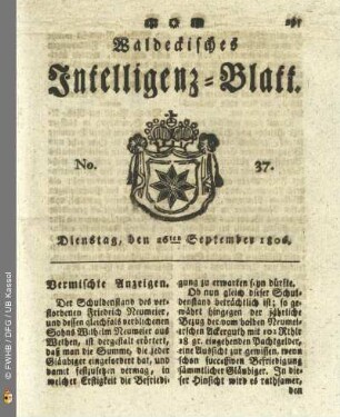 No. 37. Dienstag, den 16ten September 1806