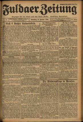 Erste Ausgabe vom Samstag, den 16. Januar 1926.
