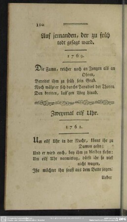Zweymal eilf Uhr. 1761