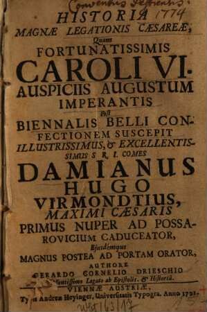 Historia magnae legationis Caesareae : Lib. 1 - 5