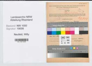 Entnazifizierung Willy Neufeld, geb. 10.09.1903 (Bahnoberinspektor)