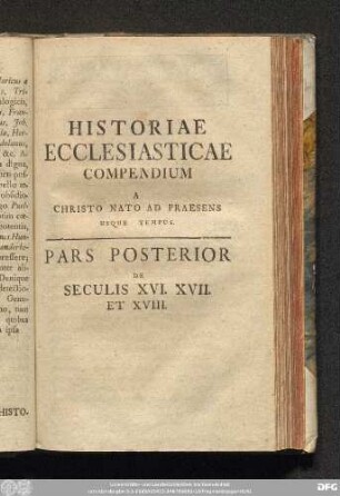 Pars Posterior De Seculis XVI. XVII. Et XVIII.