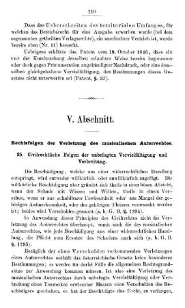 V. Abschnitt. Rechtsfolgen der Verletzung des musicalischen Autorrechtes.