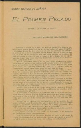 El primer pecado : novela original inédita