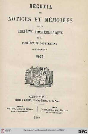 Recueil des notices et mémoires de la Société Archéologique de la Province de Constantine