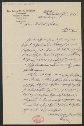 Brief an B. Schott's Söhne : 01.06.1921