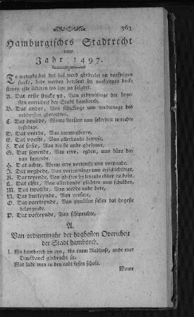 Hamburgisches Stadtrecht vom Jahr 1497.