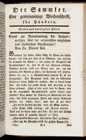 Sieben und dreisigstes Stück.